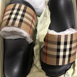 Burberry Plaid Slide Sandals